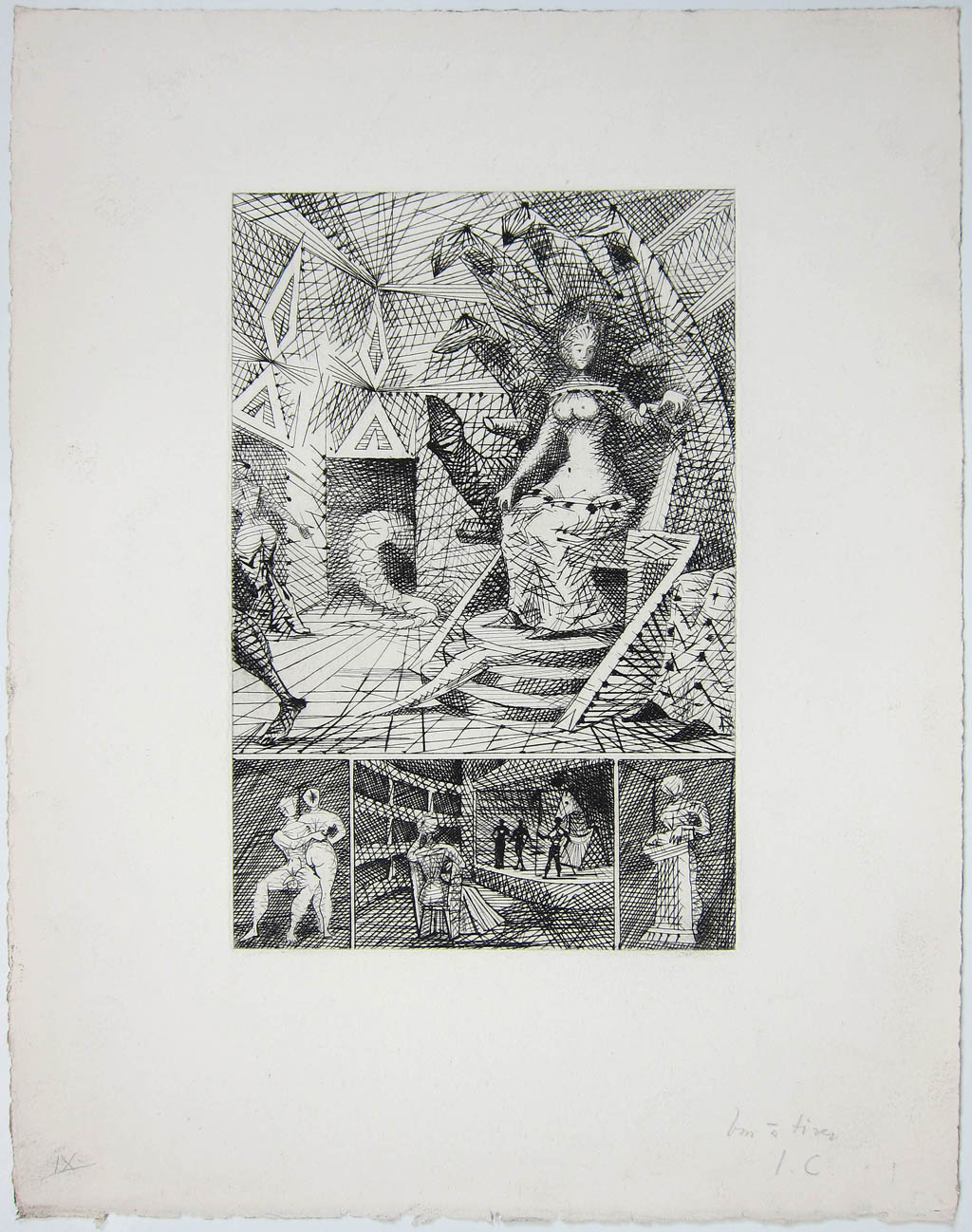 Lucien Coutaud - Le Taureau Blanc - plate V (bon a tirer) - 1956 etching